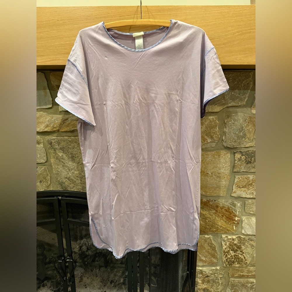 HANRO Cotton Nightshirt Lavender with silk trim size M